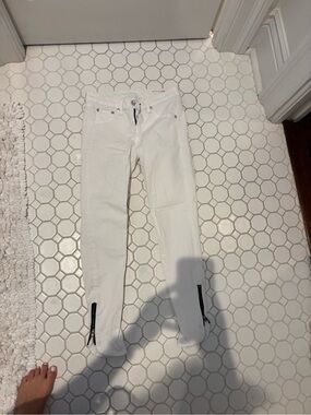 White Skinny Jeans with Ankle Zips